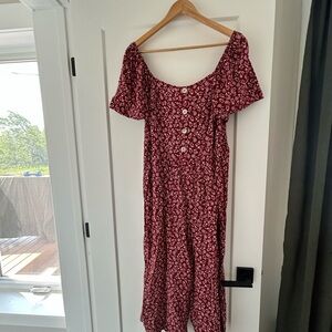 Luxology Red Flutter Sleeve Midi Sundress